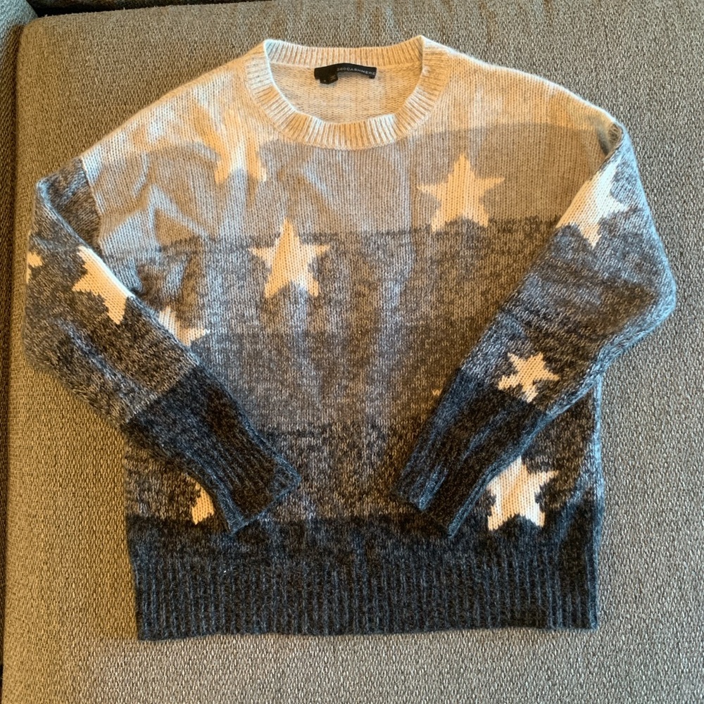 360 Cashmere Starry Night Gray and Cream Sweater